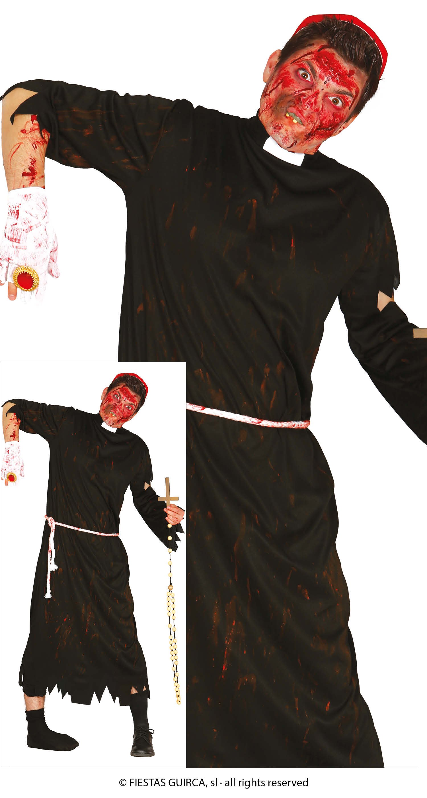 "ADULT ZOMBIE PRIEST, SIZE L 52-54"