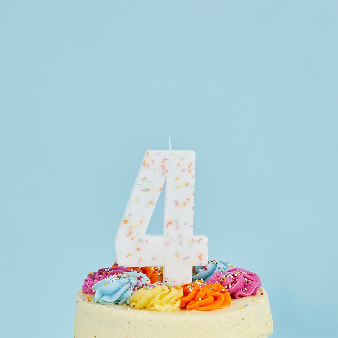 Giant Sprinkle Number '4' Candle