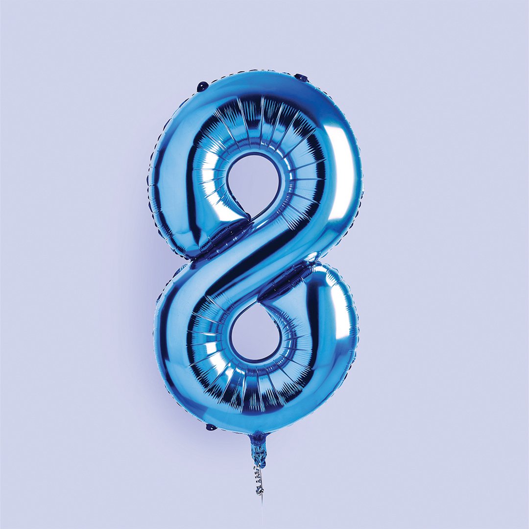 Blue Number '8' Foil 34" Balloon